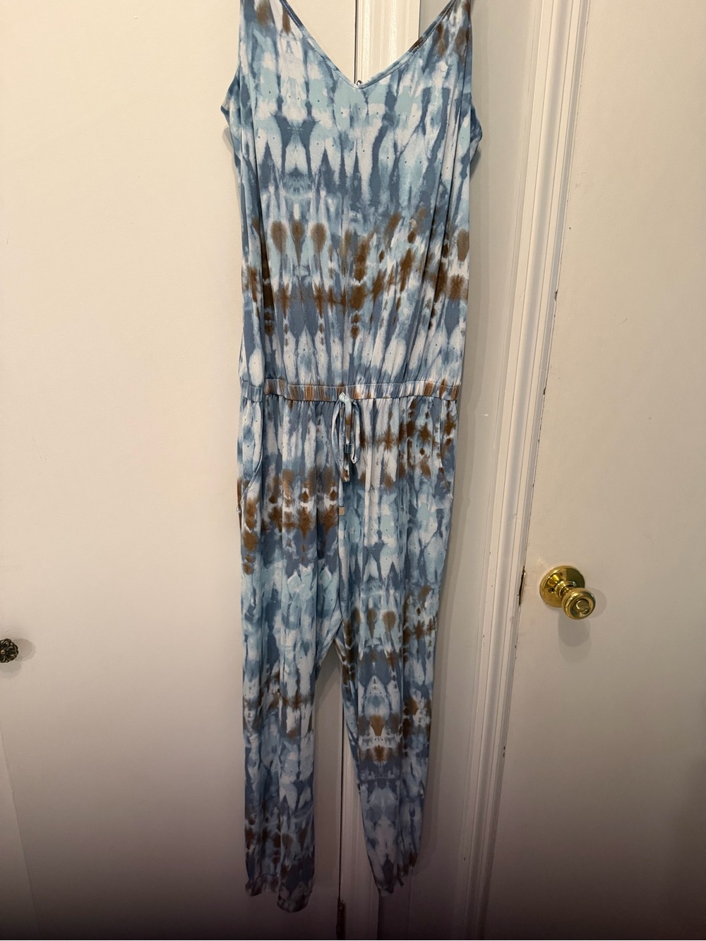 Ariella Blue and Brown Tie-Dye Sleeveless One-Piece